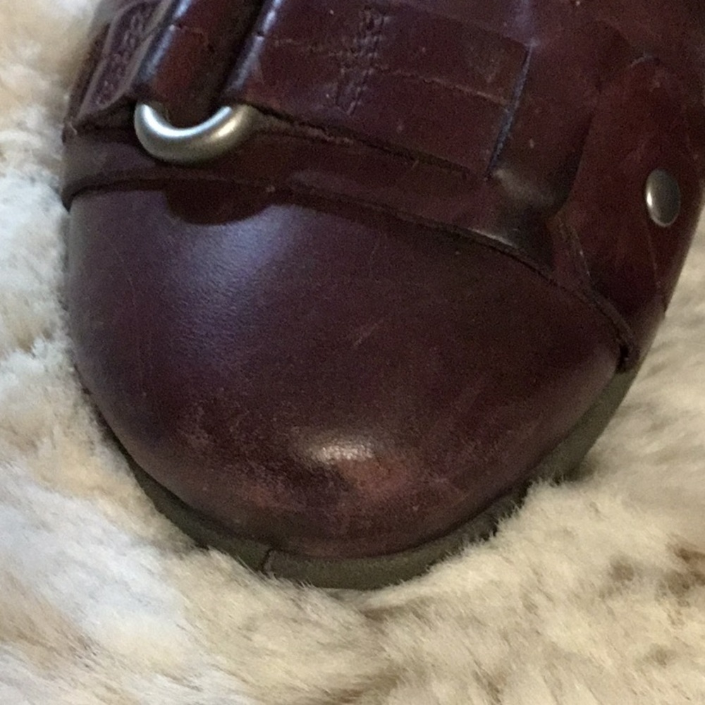 ECCO Burgundy Leather Buckle Flats Comfort Work Shoes 37 - Picture 14 of 16